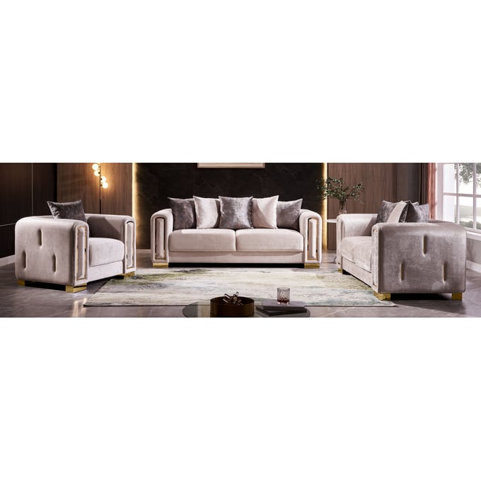 Galaxy Home Impreza Beige 3pc Living Room Set GLXY-601955550628