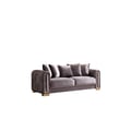 Impreza Thick Velvet Fabric Upholstered Sofa Made With Wood in Gray