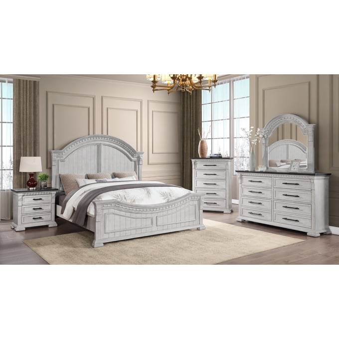 Galaxy Home Faith Collection Antique White 5pc Queen Bedroom Set GLXY-601955550987