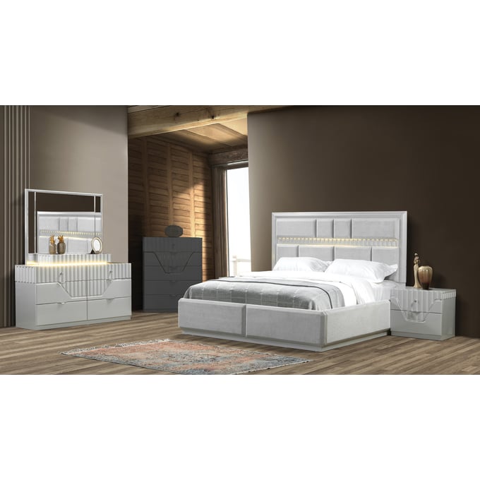 Galaxy Home Da Vinci Gray 4pc Queen Bedroom Set GLXY-601955551366