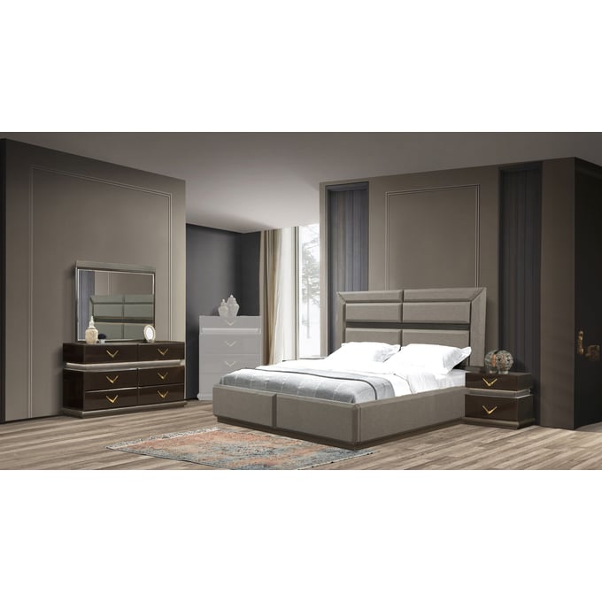 Galaxy Home Dunhill Brown 4pc Queen Bedroom Set GLXY-601955551465