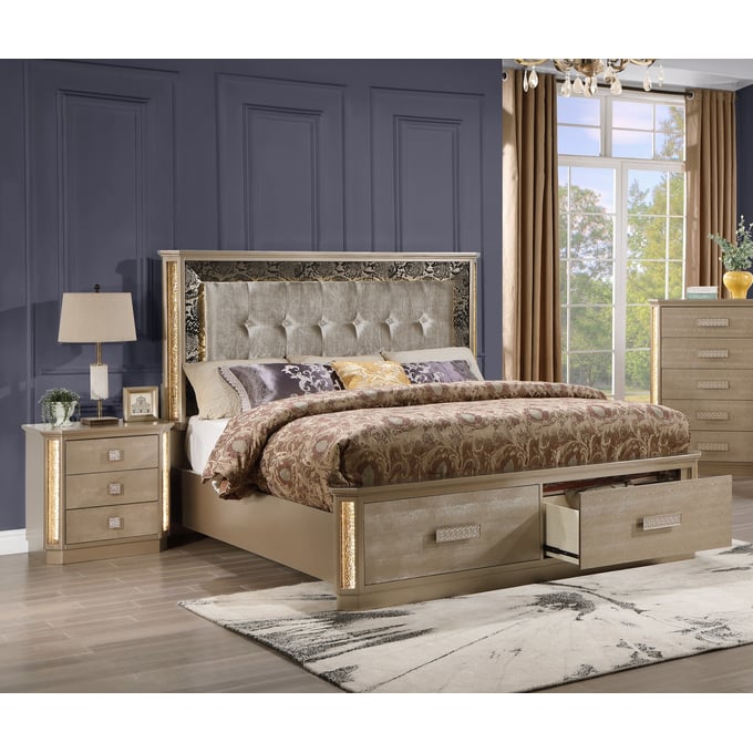 Galaxy Home Medusa Collection Gold 4pc Queen Bedroom Set GLXY-601955551663