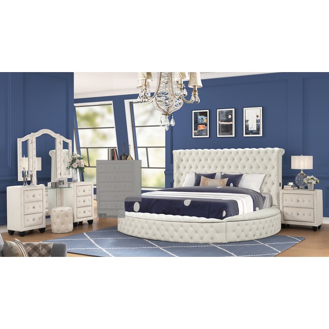 Galaxy Home Hazel Cream Queen 4pc Vanity Bedroom Set GLXY-601955551731