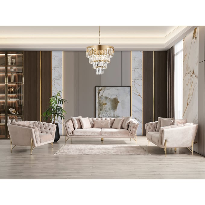 Galaxy Home Presley Beige 3pc Living Room Set GLXY-601955551946