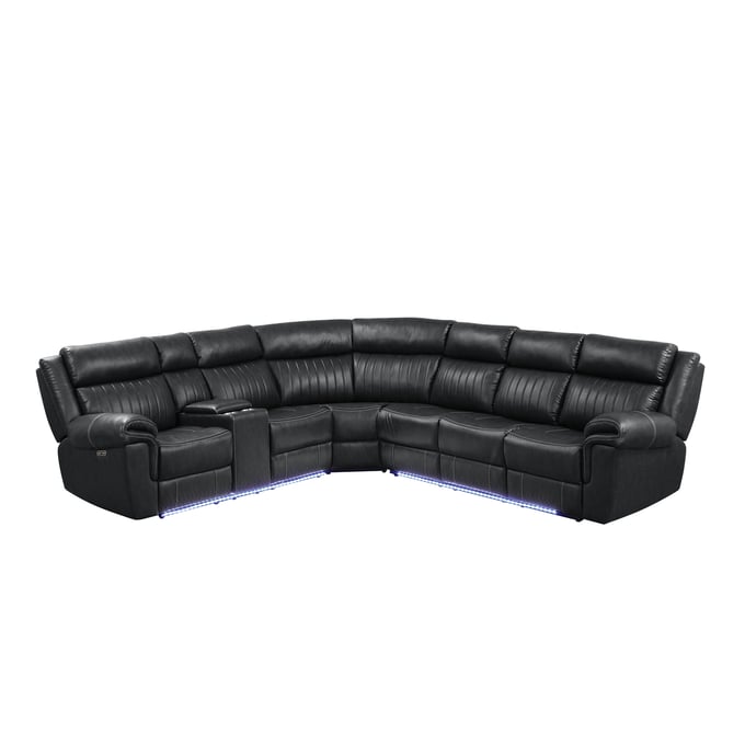 Galaxy Home Aviator Black Recliner Sectional Sofa GLXY-601955552059