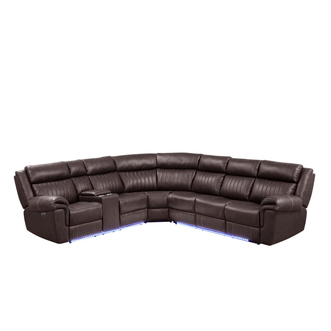 Galaxy Home Aviator Brown Recliner Sectional Sofa GLXY-601955552066