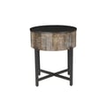 T1216E Round Storage End Table Rustic Vintage