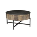 T1216C Round Storage Coffee Table Rustic Vintage