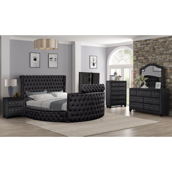 Galaxy Home Maya Black 5pc Queen Bedroom Set GLXY-601955552691