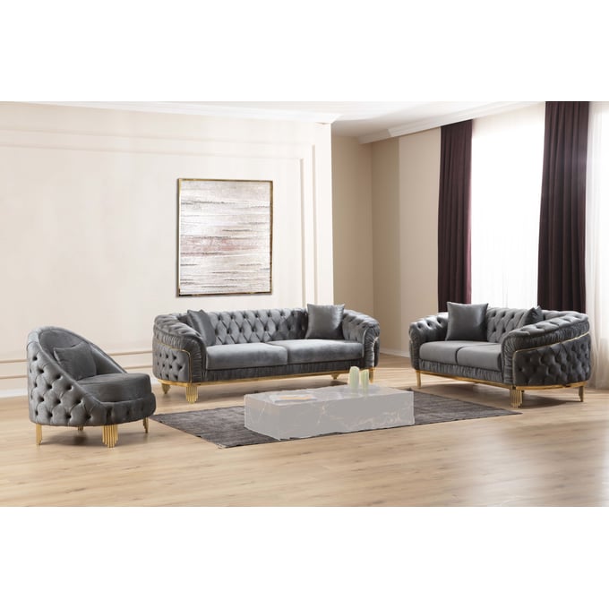 Galaxy Home Vanessa Gray 3pc Living Room Set GLXY-698781004357