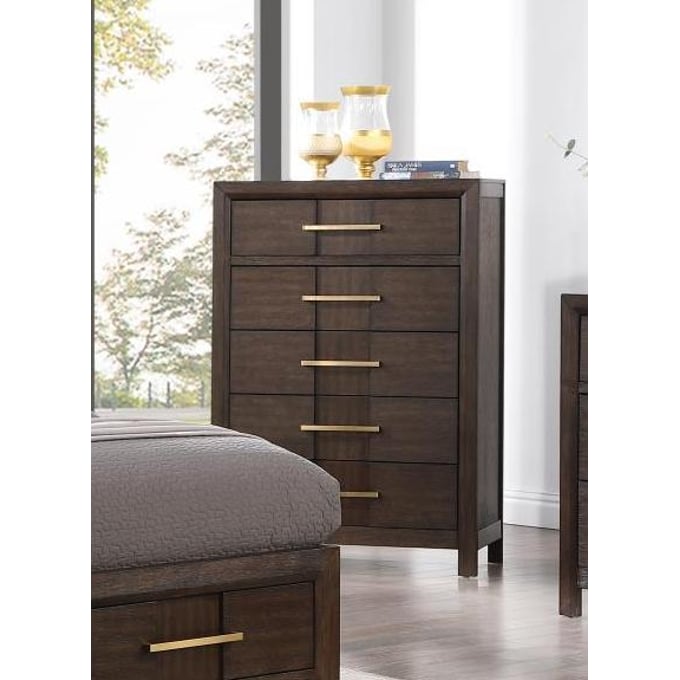 Galaxy Home Kenzo Brown 5 Drawer Chest GLXY-698781036174