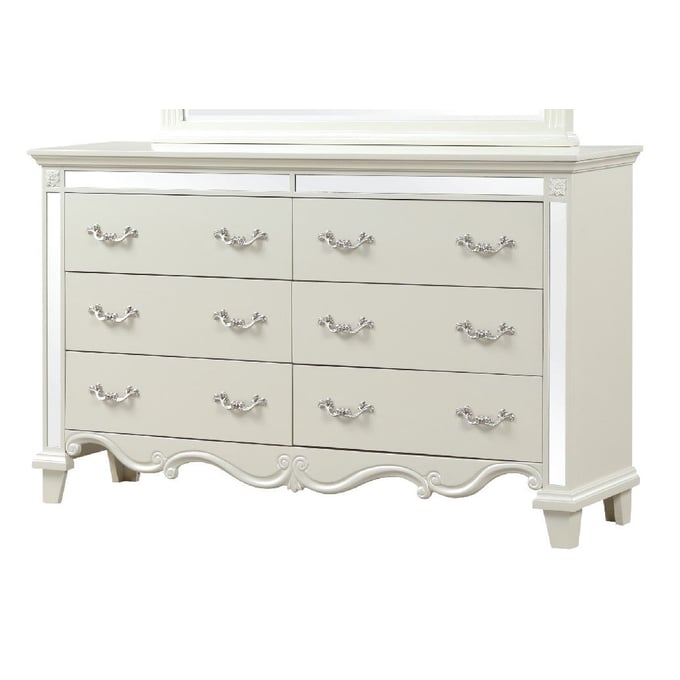 Galaxy Home Milan White Mirror Framed Dresser GLXY-698781046210