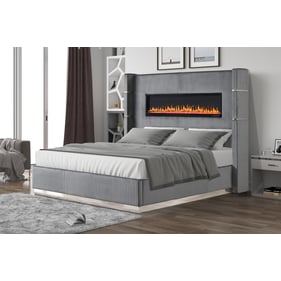 Galaxy Home Lizelle Gray Velvet King Bed