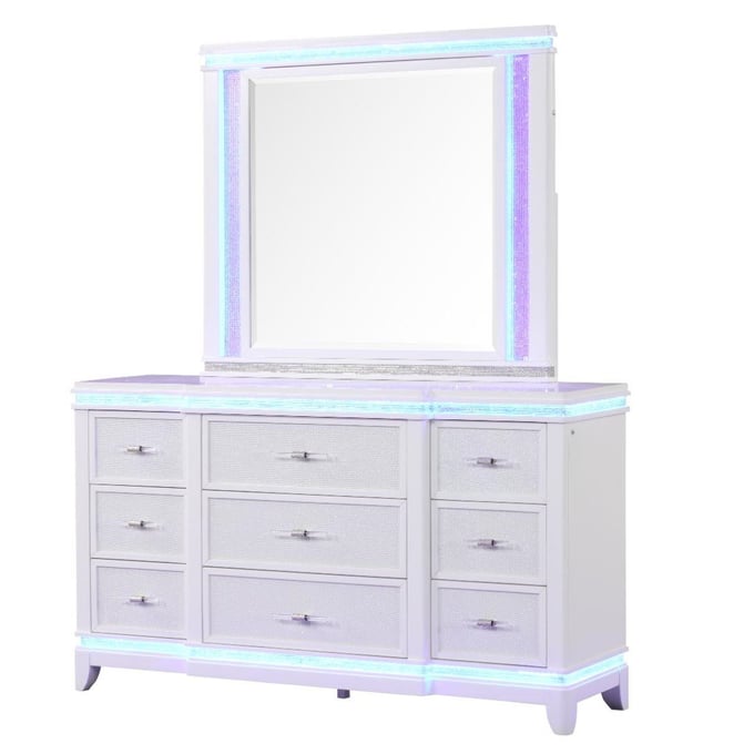 Galaxy Home Opium White Dresser and Mirror GLXY-698781097-DRMR