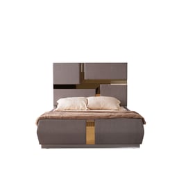 Galaxy Home Lorenzo Gray Gold Detailed Tufted King Bed