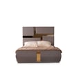 Lorenzo Gold Detailed Tufted Upholstery King Bed made with Wood in Gray