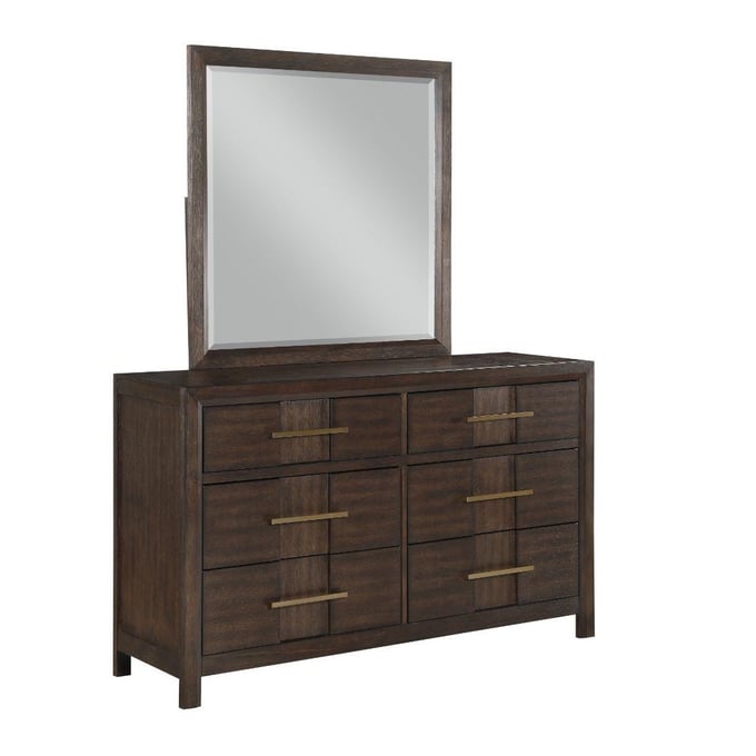 Galaxy Home Kenzo Brown 6 Drawer Dresser and Mirror GLXY-698781382-DRMR