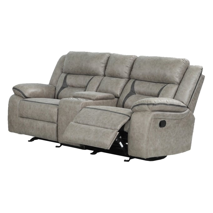 Galaxy Home Denali Gray Faux Leather Loveseat GLXY-698781196557