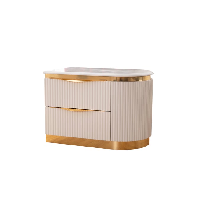 Galaxy Home Laura White Gold Detailed Right Nightstand GLXY-698781238707