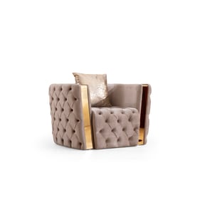 Galaxy Home Naomi Taupe Button Tufted Chair