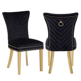 2 Galaxy Home Eva Black Gold Leg Dining Chairs