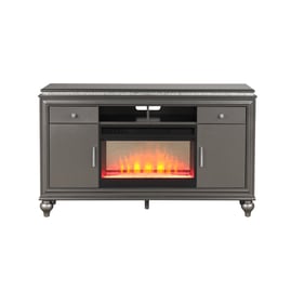 Galaxy Home Ginger Gun Metal TV Stand With Electric Fireplace