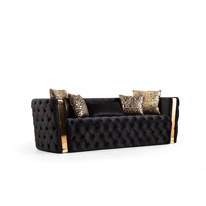 Galaxy Home Naomi Black Button Tufted Sofa GLXY-698781329221