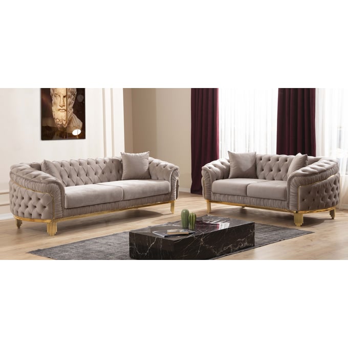 Galaxy Home Vanessa Taupe 2pc Living Room Set GLXY-698781347744