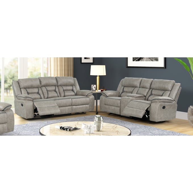 Galaxy Home Denali Gray Faux Leather 2pc Living Room Set GLXY-698781420461