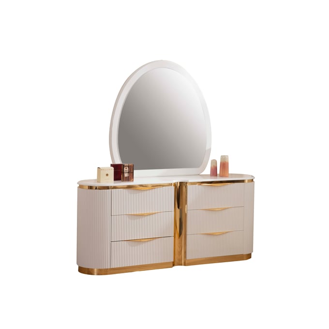 Galaxy Home Laura White Dresser and Mirror GLXY-698781430910-DRMR