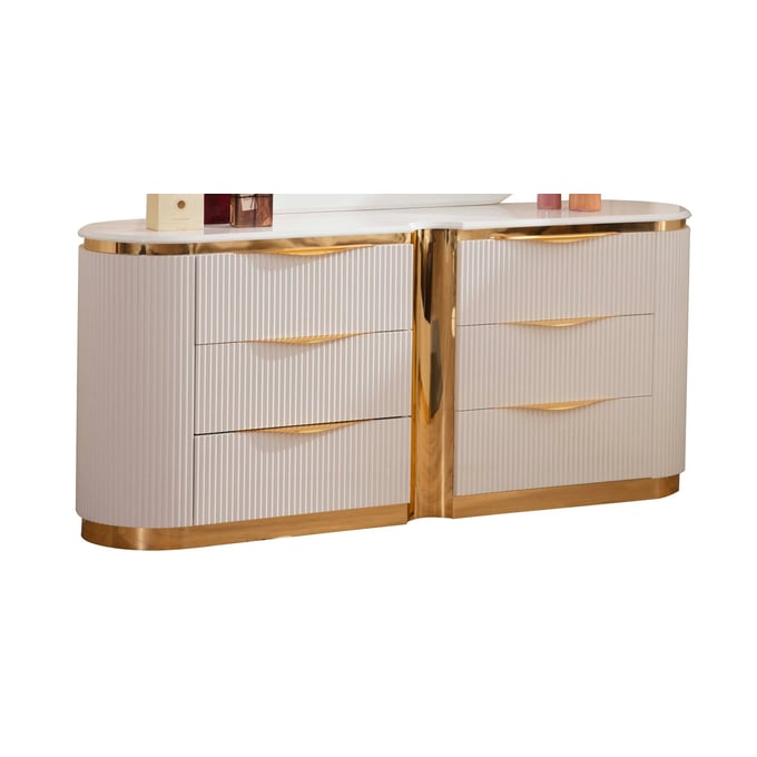 Galaxy Home Laura White Gold Detailed Dresser GLXY-698781430910