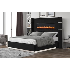 Galaxy Home Lizelle Black Velvet Queen Bed