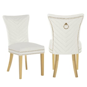 2 Galaxy Home Eva Beige Gold Leg Dining Chairs