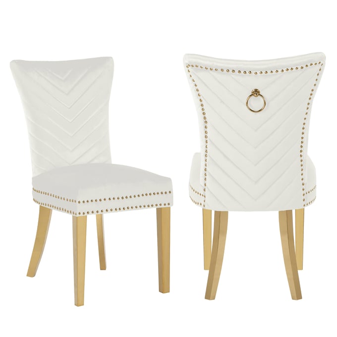 2 Galaxy Home Eva Beige Gold Leg Dining Chairs GLXY-698781484739