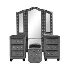 Galaxy Home Sophia Gray Upholstery Vanity Set