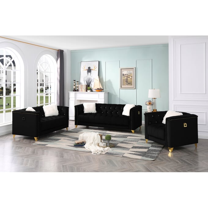 Galaxy Home Russell Black Tufted 2pc Living Room Set GLXY-808857604194