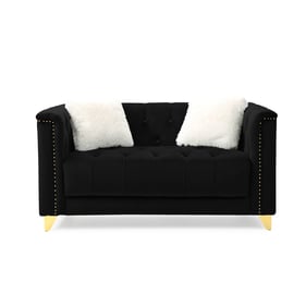 Galaxy Home Russell Black Velvet Tufted Loveseat