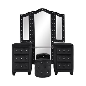 Galaxy Home Sophia Black Upholstery Vanity Set