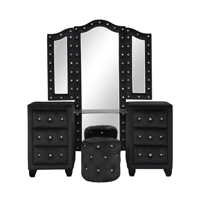 Galaxy Home Sophia Black Upholstery Vanity Set GLXY-808857735959