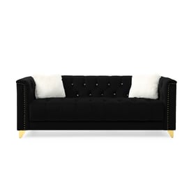 Galaxy Home Russell Black Velvet Tufted Sofa