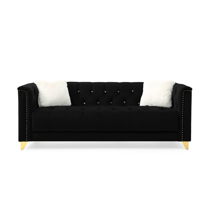 Galaxy Home Russell Black Velvet Tufted Sofa GLXY-808857843654