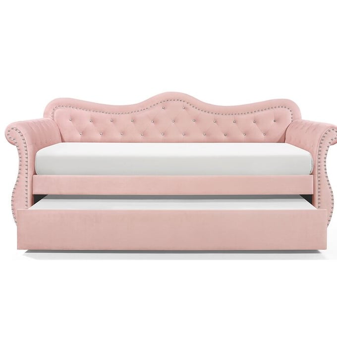 Galaxy Home Abby Pink Velvet Trundle Daybed GLXY-808857850904