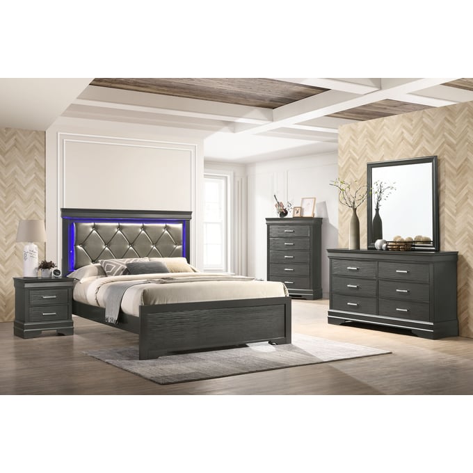 Galaxy Home Brooklyn Gray 5pc Bedroom Set with Queen Bed GLXY-808857856760