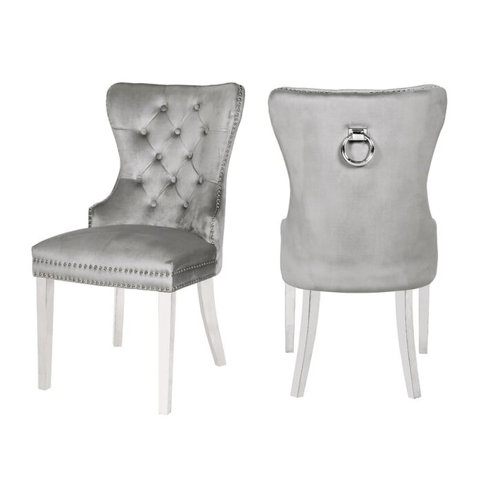 2 Galaxy Home Erica Light Gray Stainless Steel Dining Chairs GLXY-808857825940