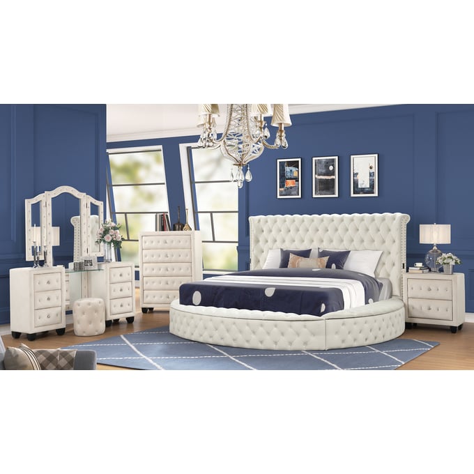 Galaxy Home Hazel Cream King 5pc Vanity Bedroom Set GLXY-601955551762