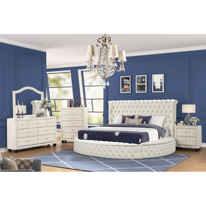 Galaxy Home Hazel Cream Queen 5pc Bedroom Set GLXY-601955552813