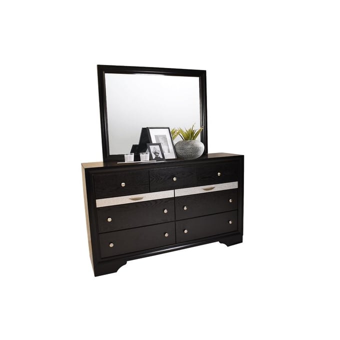 Galaxy Home Matrix Black Dresser and Mirror GLXY-8088579-8-8-DRMR