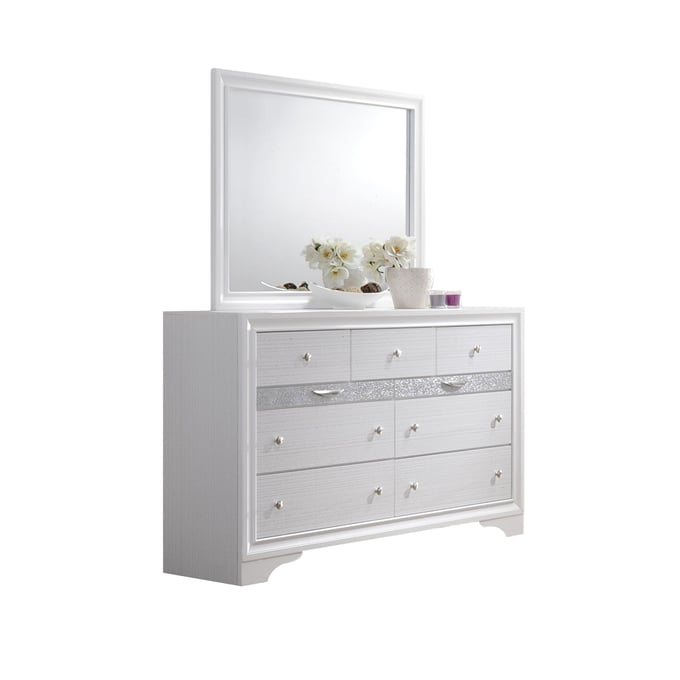 Galaxy Home Matrix White Dresser and Mirror GLXY-8088577-1-3-DRMR