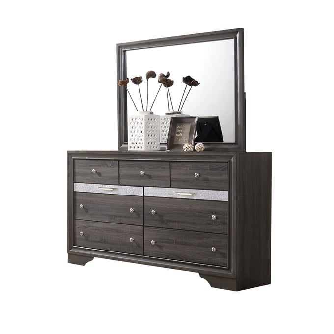 Galaxy Home Matrix Gray Dresser and Mirror GLXY-8088576-6-3-DRMR