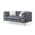 Moderno Tufted Loveseat Finished in Velvet Fabric in Gray